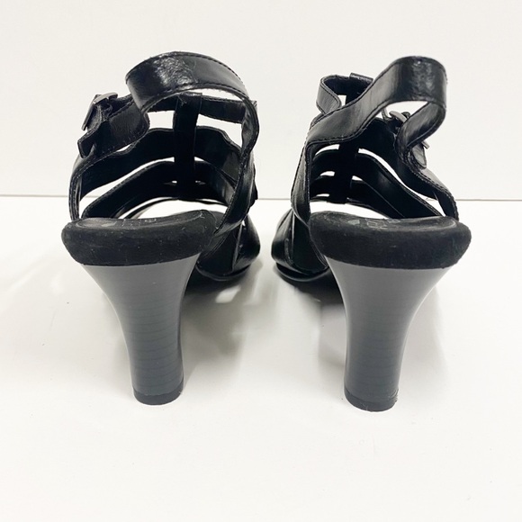 Aerosoles Heelrest Black Strappy Leather Open Toe Heels - Picture 4 of 7